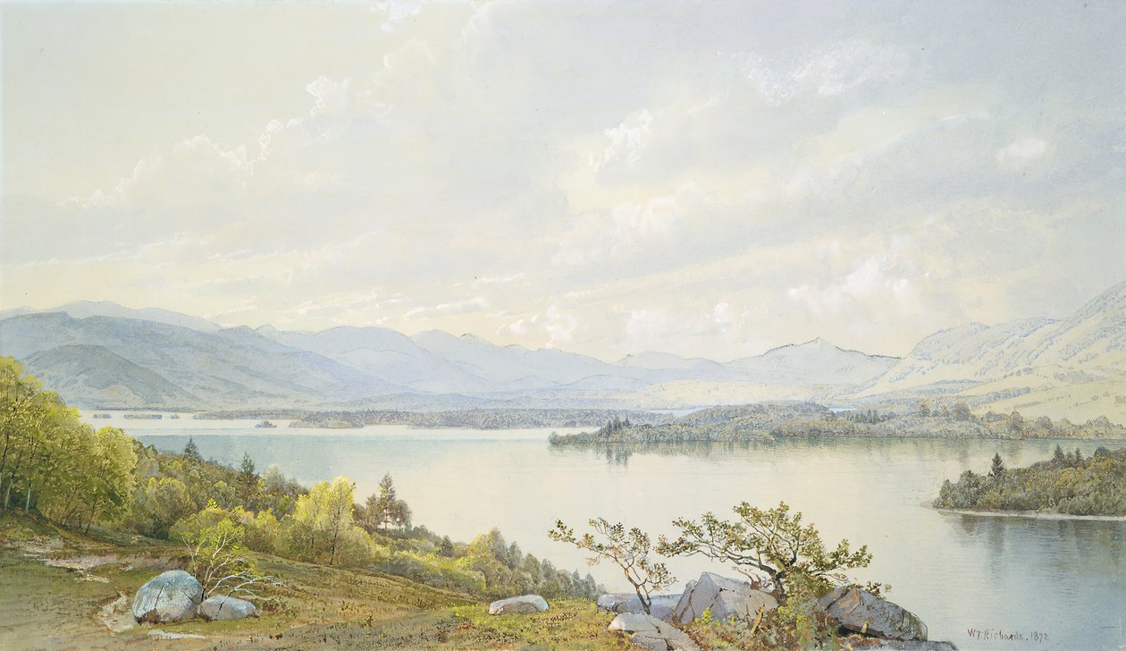 Lake Squam og Sandwich Mountains, 1872. av William Trost Richards