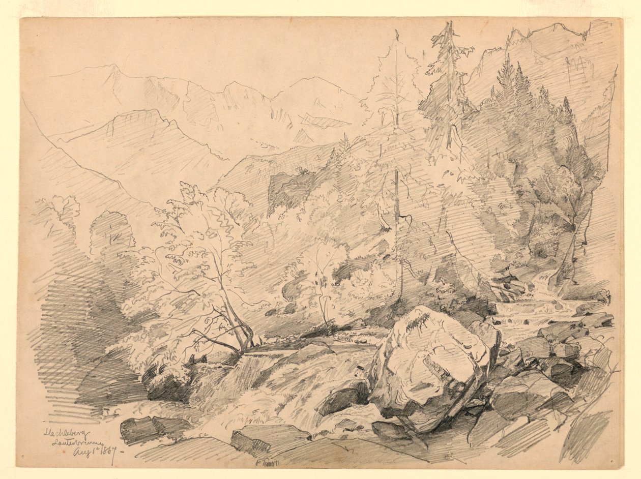 Landskap, Stechelberg, Lauterbrunnen, Sveits av William Trost Richards