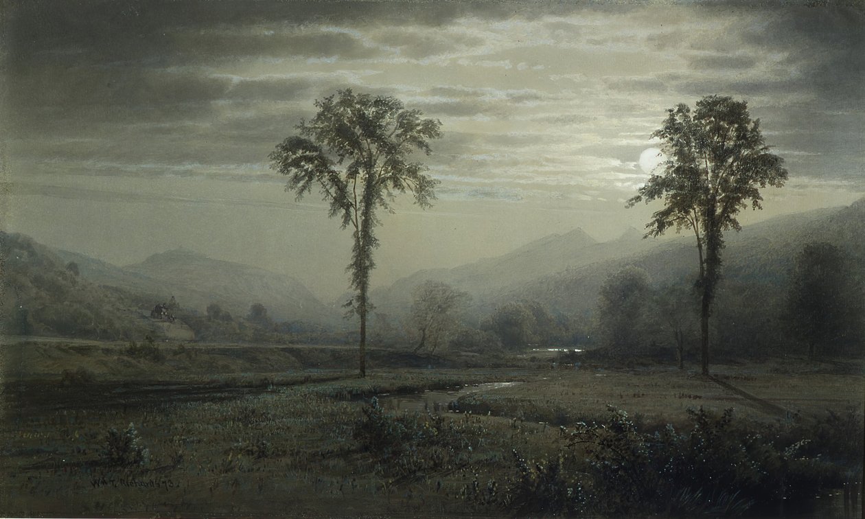 Måneskinn på Mount Lafayette, New Hampshire, 1873. av William Trost Richards