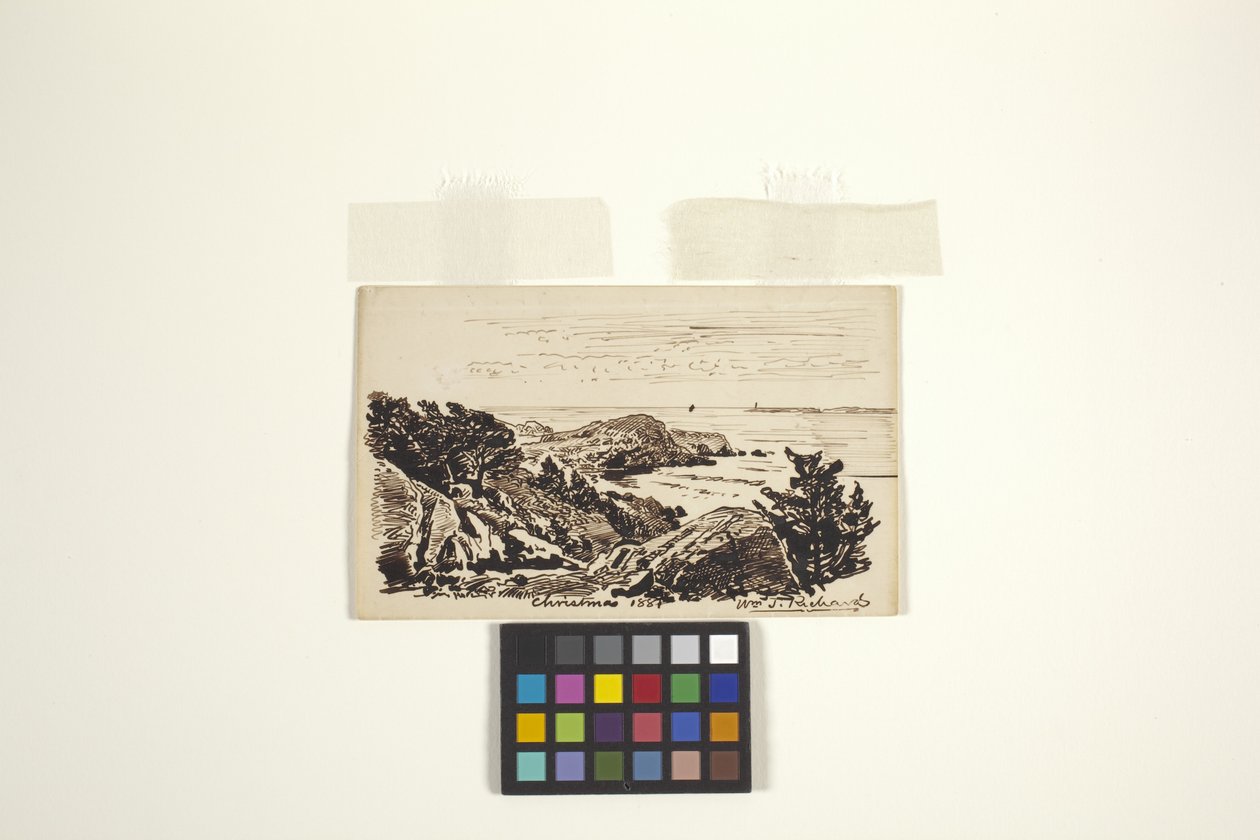 Seascape (penn og blekk på kremvevet papir) av William Trost Richards