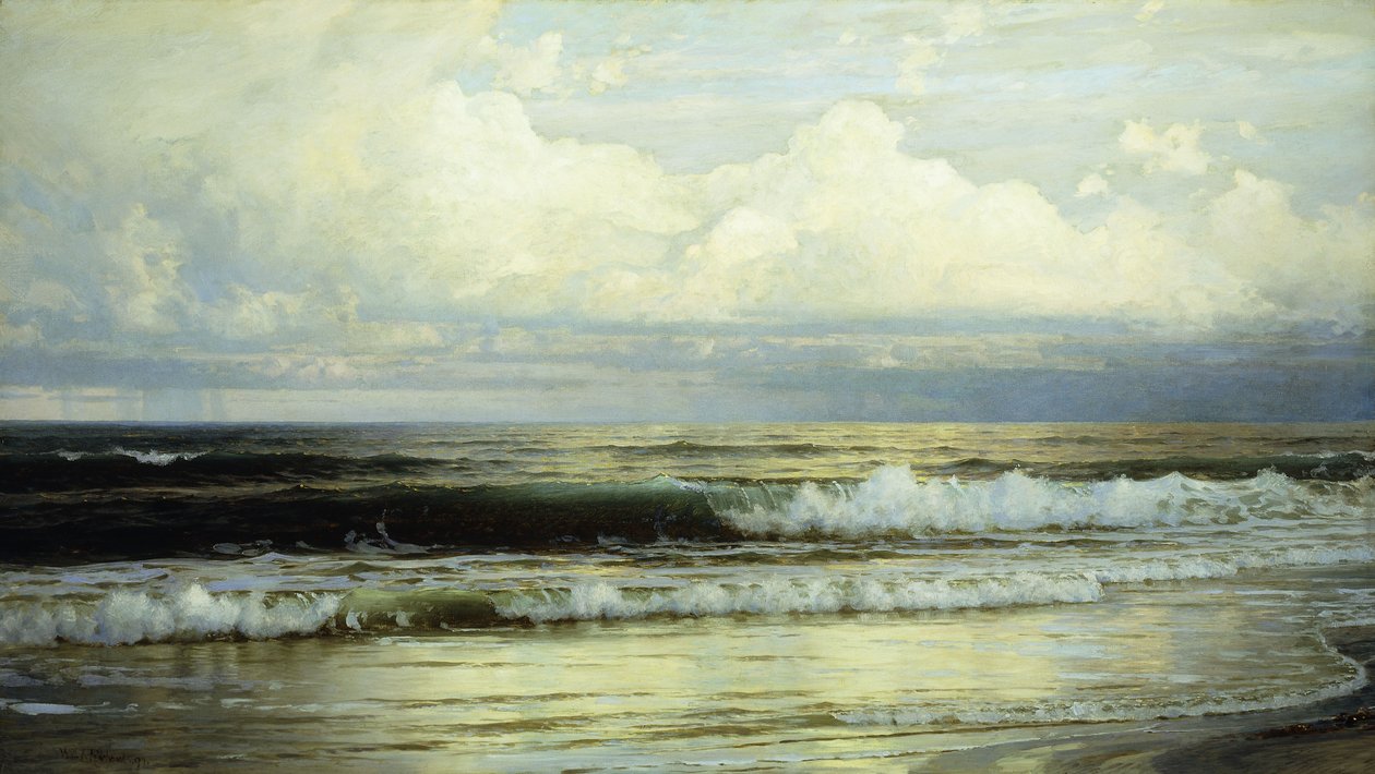 Solbelyste skyer og hav, 1897 av William Trost Richards