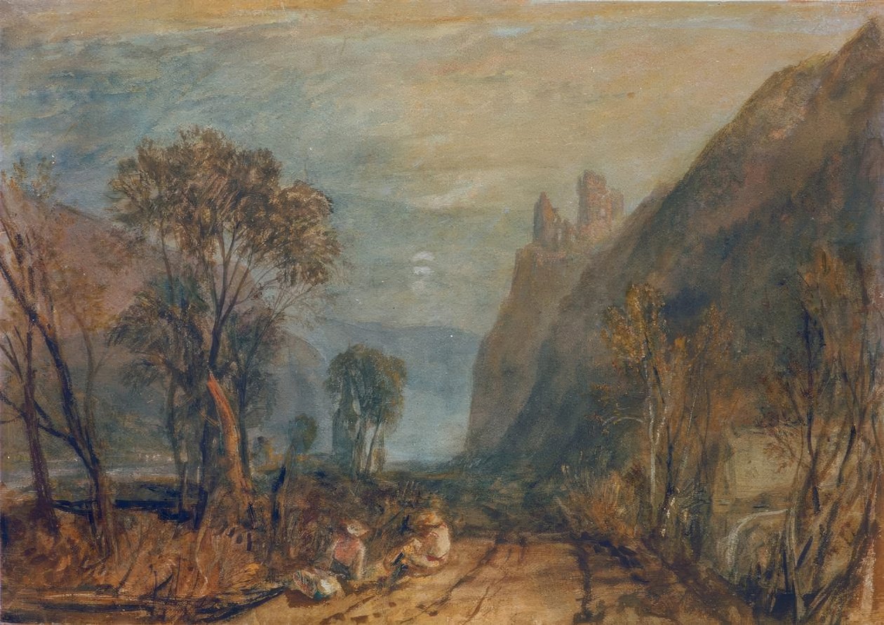 Utsikt over Rhinen – Bautsburg av Joseph Mallord William Turner