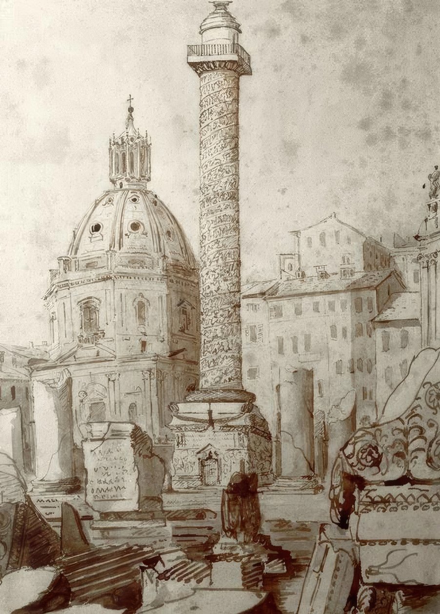 Trajansøylen i Roma av Joseph Mallord William Turner