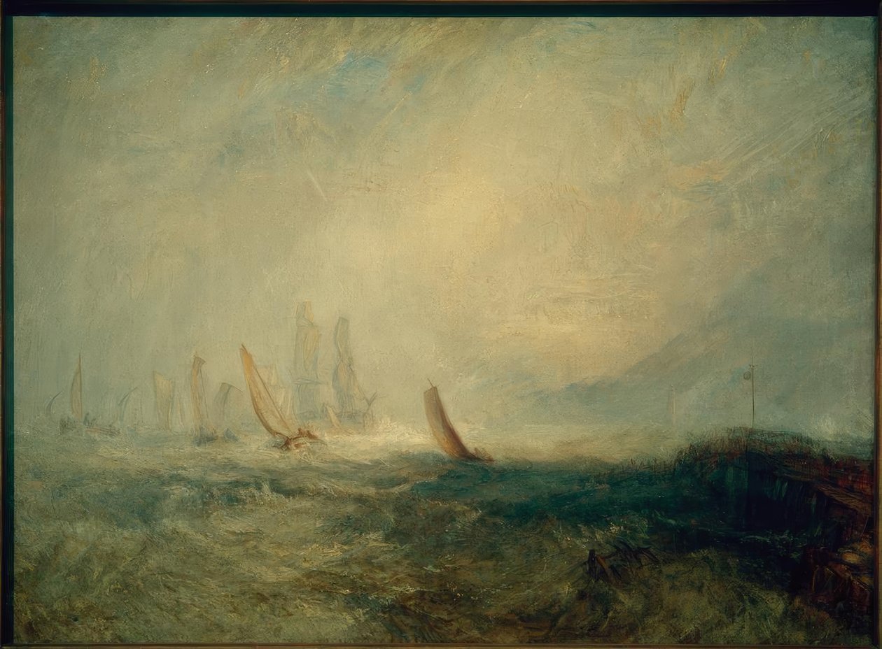 Fiskebåter som bringer et funksjonshemmet skip til Port Ruysdael av Joseph Mallord William Turner