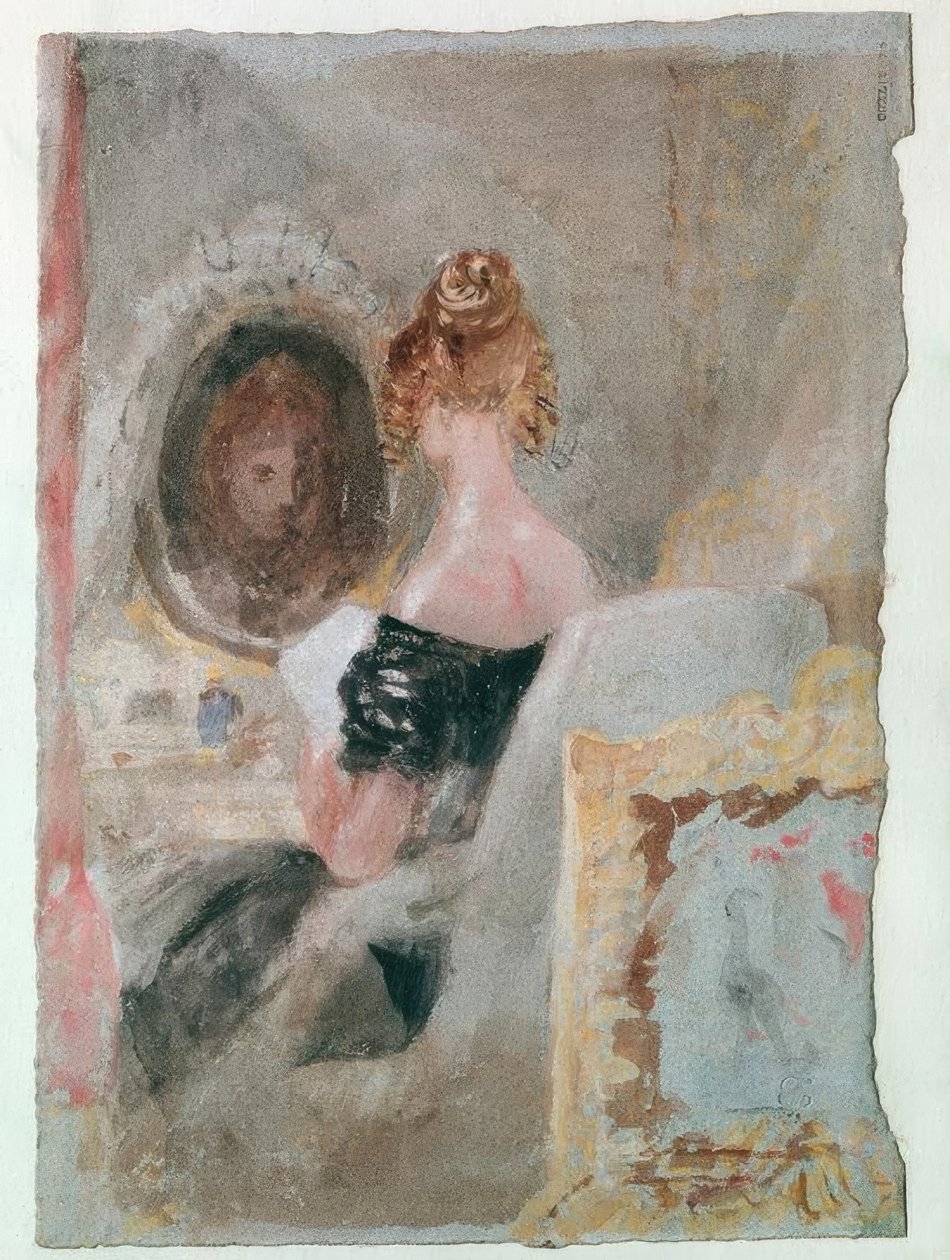 Interiør på Petworth House: kvinne foran speilet av Joseph Mallord William Turner