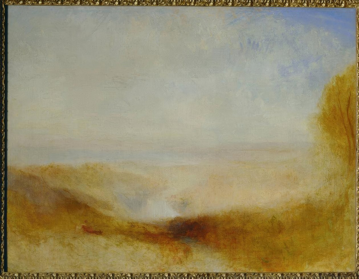 Landskap med en elv og en bukt i det fjerne av Joseph Mallord William Turner