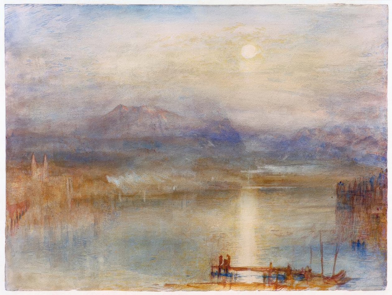 Måneskinn over Vierwaldstättersee på bakgrunn av av Joseph Mallord William Turner