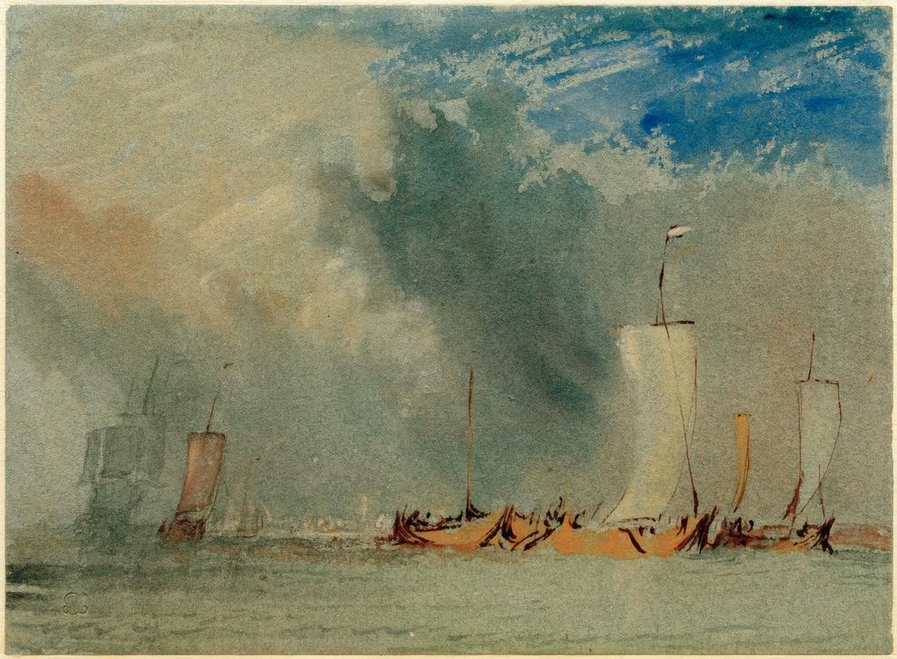 Nær Nantes: Loire-lektere i vindkast av Joseph Mallord William Turner