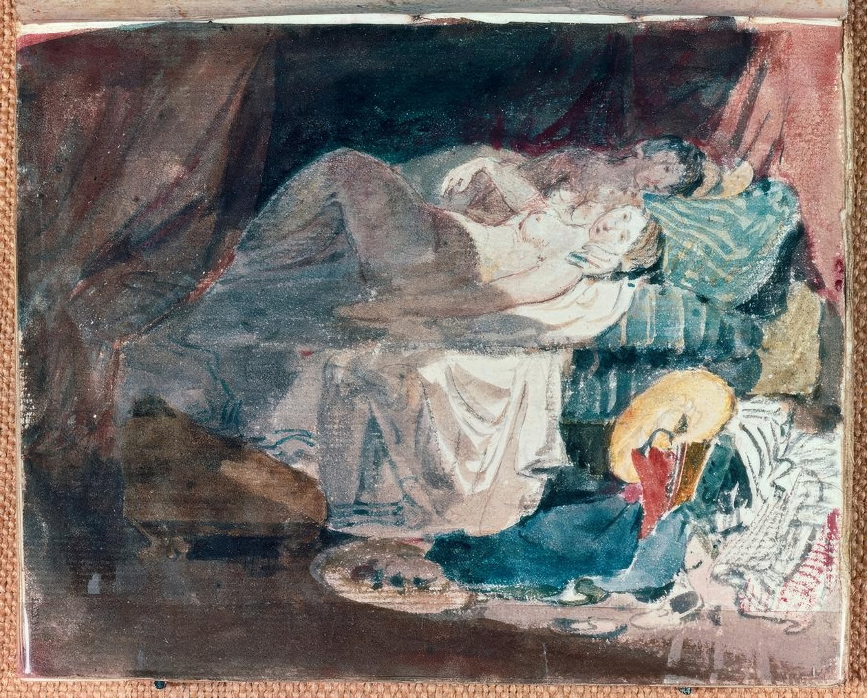 Naken jente og en følgesvenn på en seng av Joseph Mallord William Turner