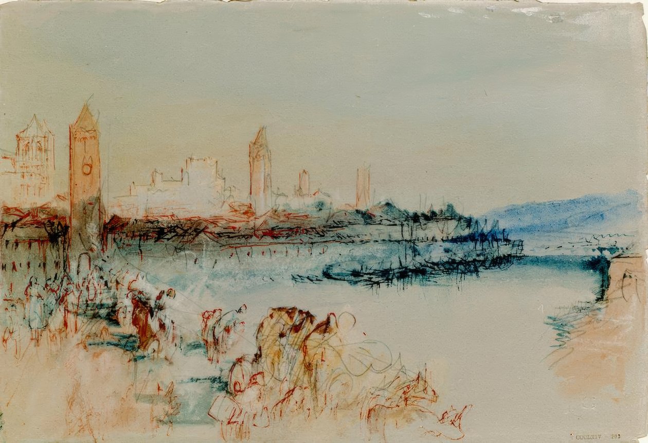 Regensburg sett fra broen av Joseph Mallord William Turner