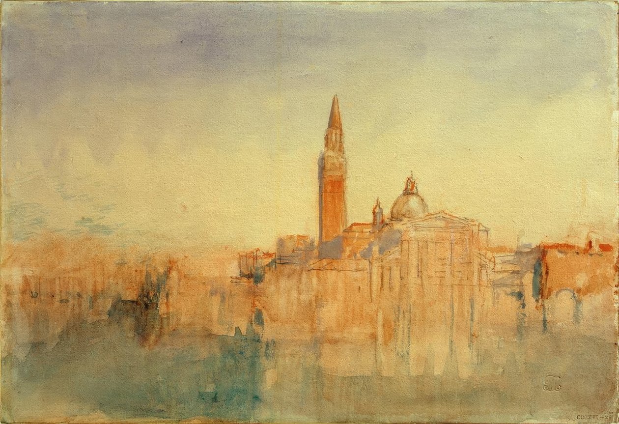 San Giorgio Maggiore ved solnedgang, fra Hotel Europa av Joseph Mallord William Turner