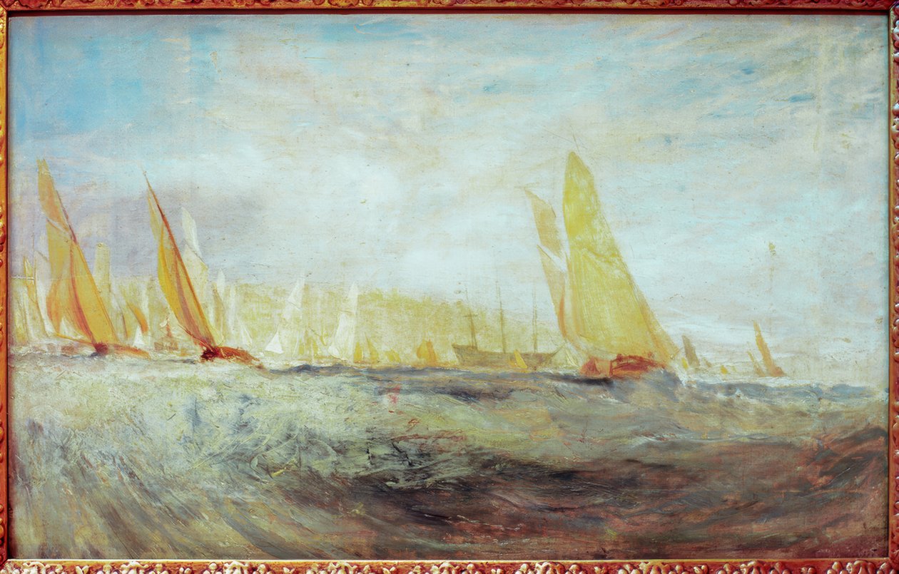 Skisse for East Cowes Castle: Regattaen slår mot vindu av Joseph Mallord William Turner