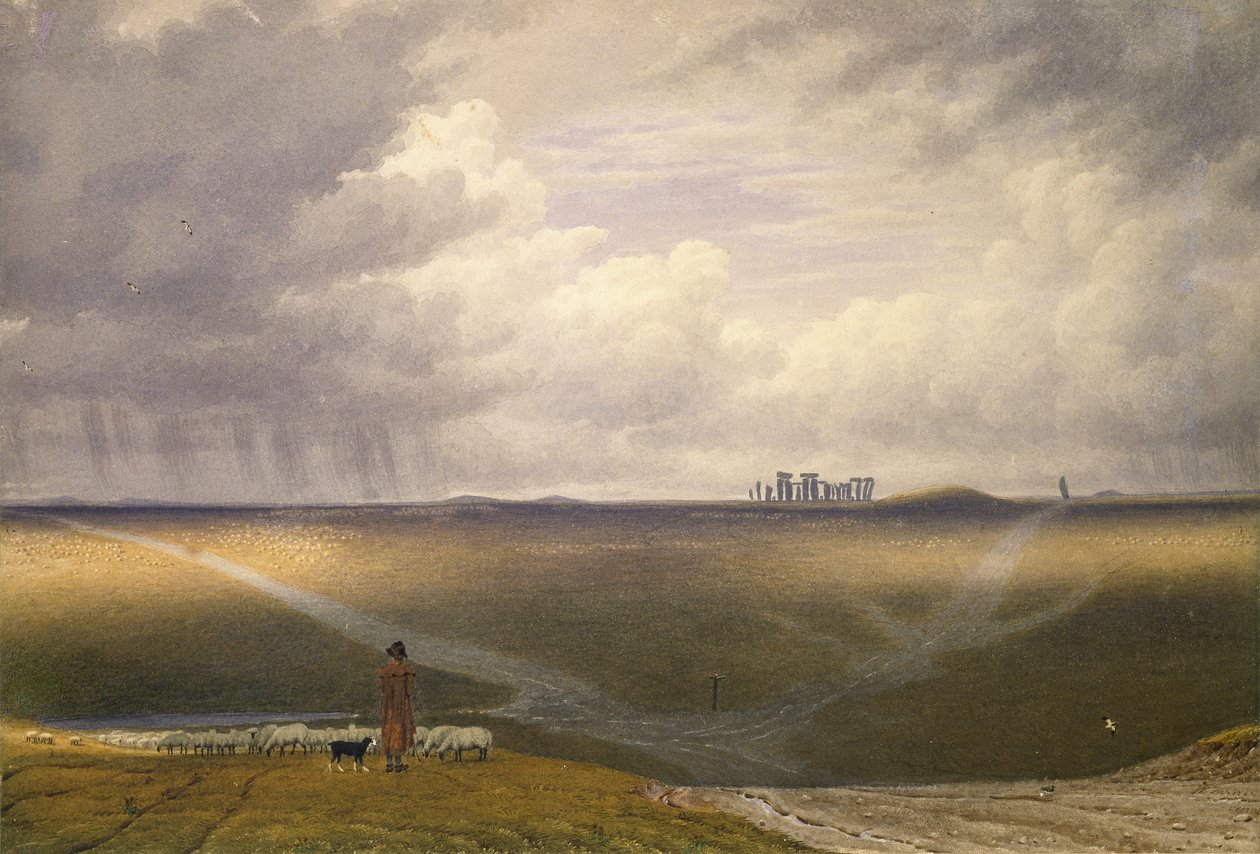 Stonehenge-A Showery Day, tidlig på 1800-tallet av Joseph Mallord William Turner