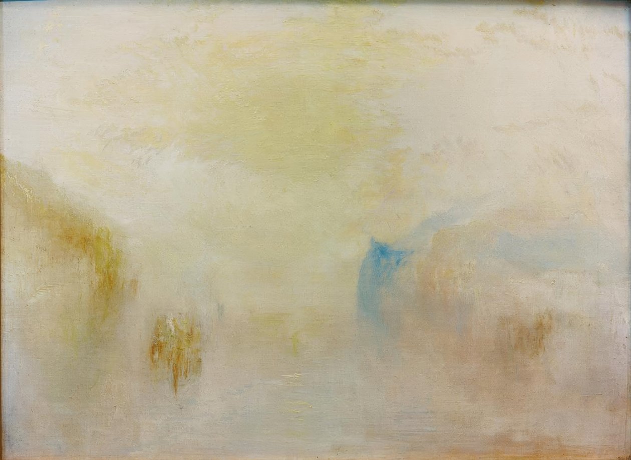 Soloppgang med en båt mellom nes av Joseph Mallord William Turner