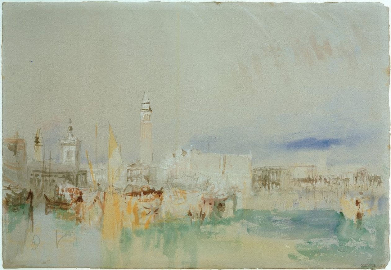 Dogana, Campanile of San Marco og Dogepalasset av Joseph Mallord William Turner