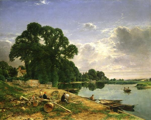 På Themsen, ca. 1870 (olje på lerret) av William W. Gosling