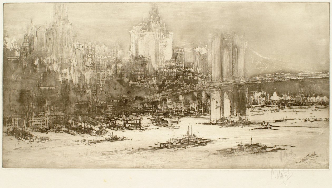 Brooklyn Bridge, New York (stor plate) av William Walcot