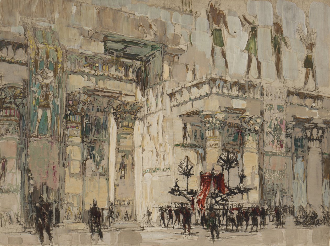 Muligens en versjon av Visit to the Temple of Isis, 1916 (olje over etsing på papir) av William Walcot