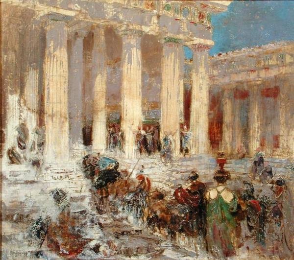 Temple Steps (olje på lerret) av William Walcot