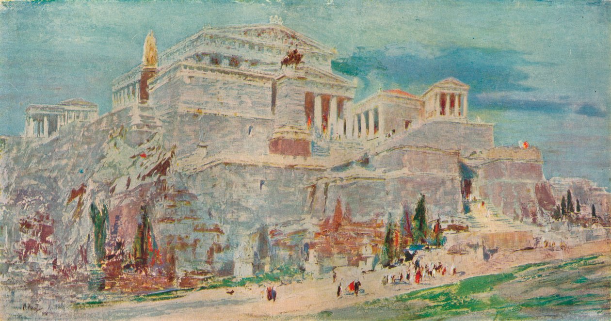 Akropolis, Athen, etter den romerske restaureringen, c1923. av William Walcot