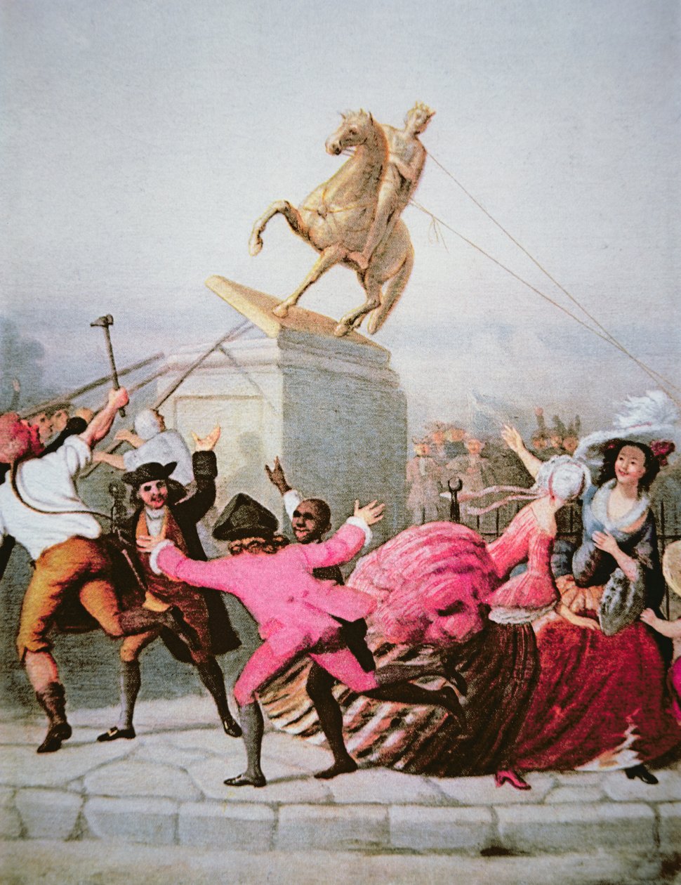 New York-patrioter trekker ned statuen av George III på Bowling Green, 9. juli 1776 av William Walcutt