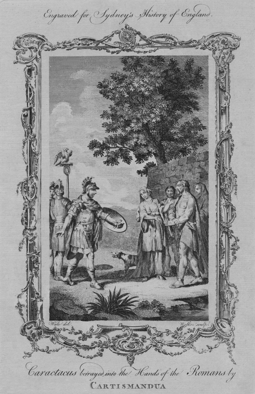 Caractacus forrådt i romernes hender av Cartismandua, 1773. av William Walker