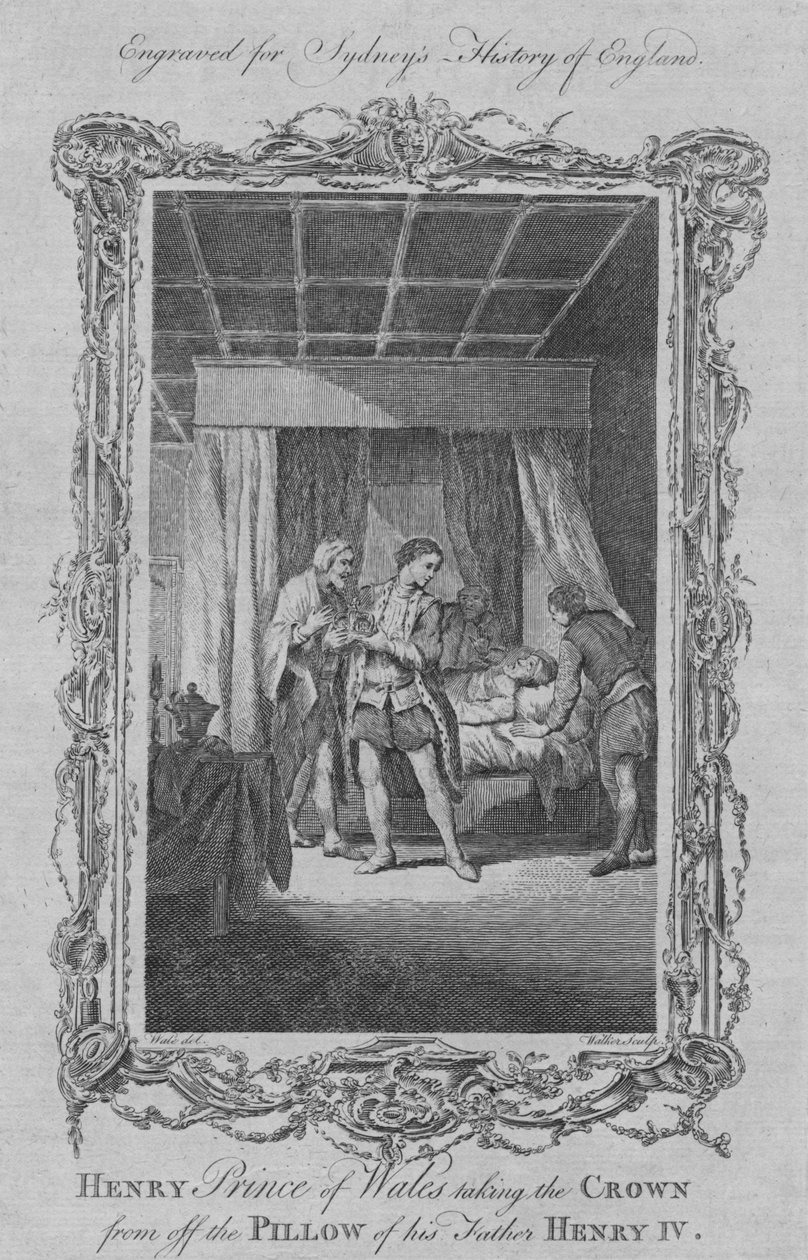 Henry Prince of Wales tar kronen fra puten til denne faren Henry IV, 1773. av William Walker