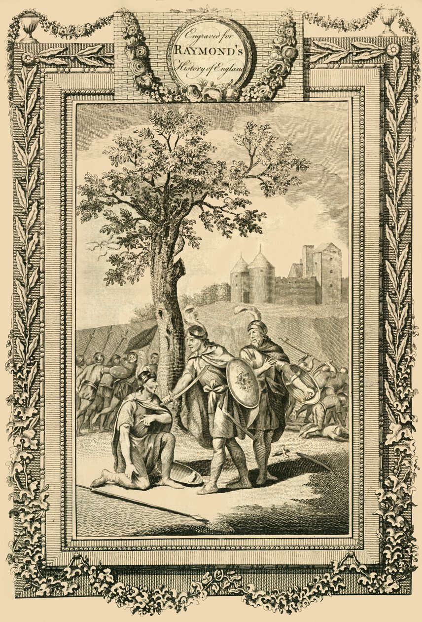 Kong Athelstan redder livet til sin far, Edvard den eldste..., c1786. av William Walker