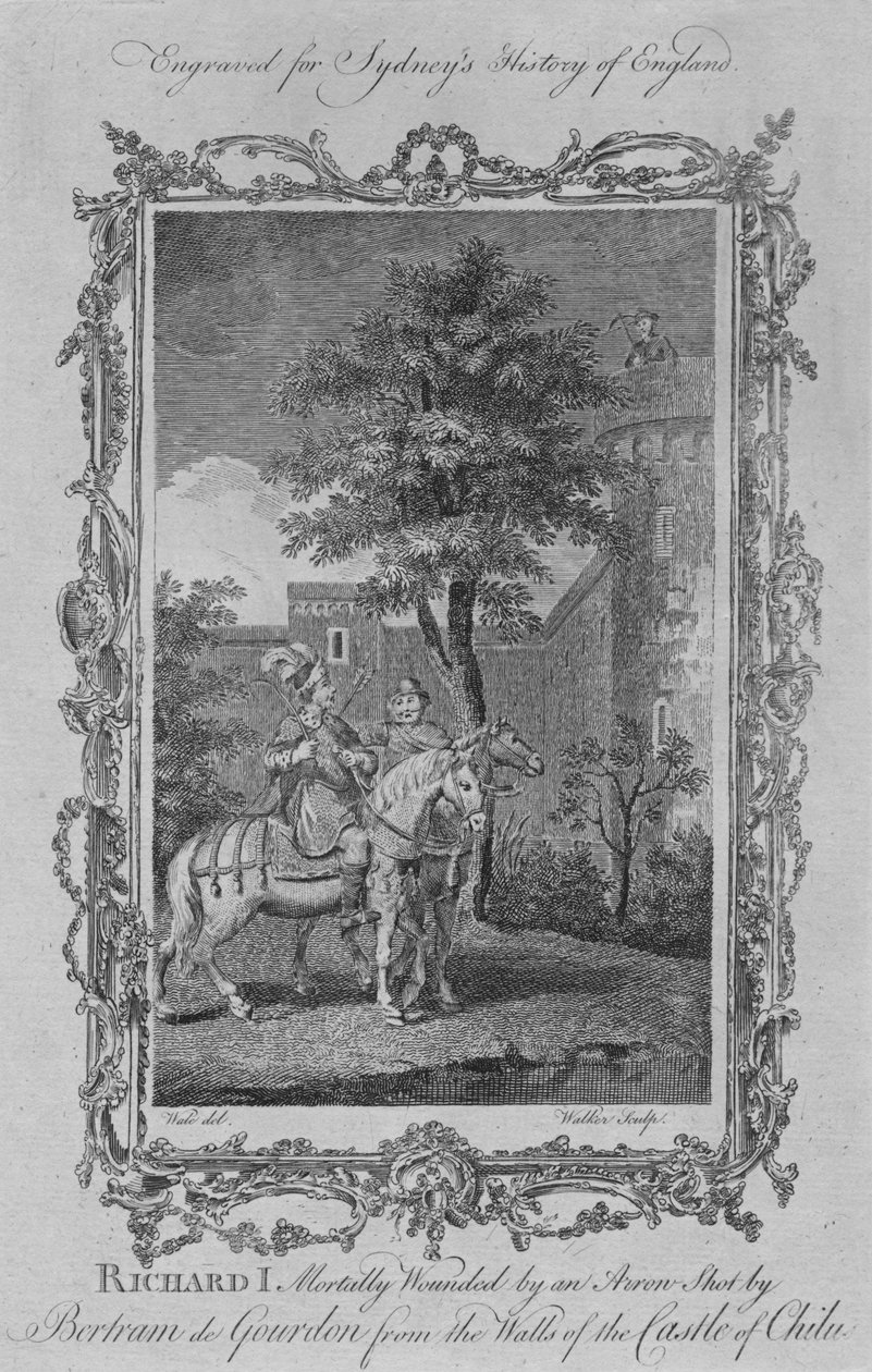 Richard I dødelig såret av en pil skutt av Bertram de Gourdon fra Walls of the Castle of C av William Walker