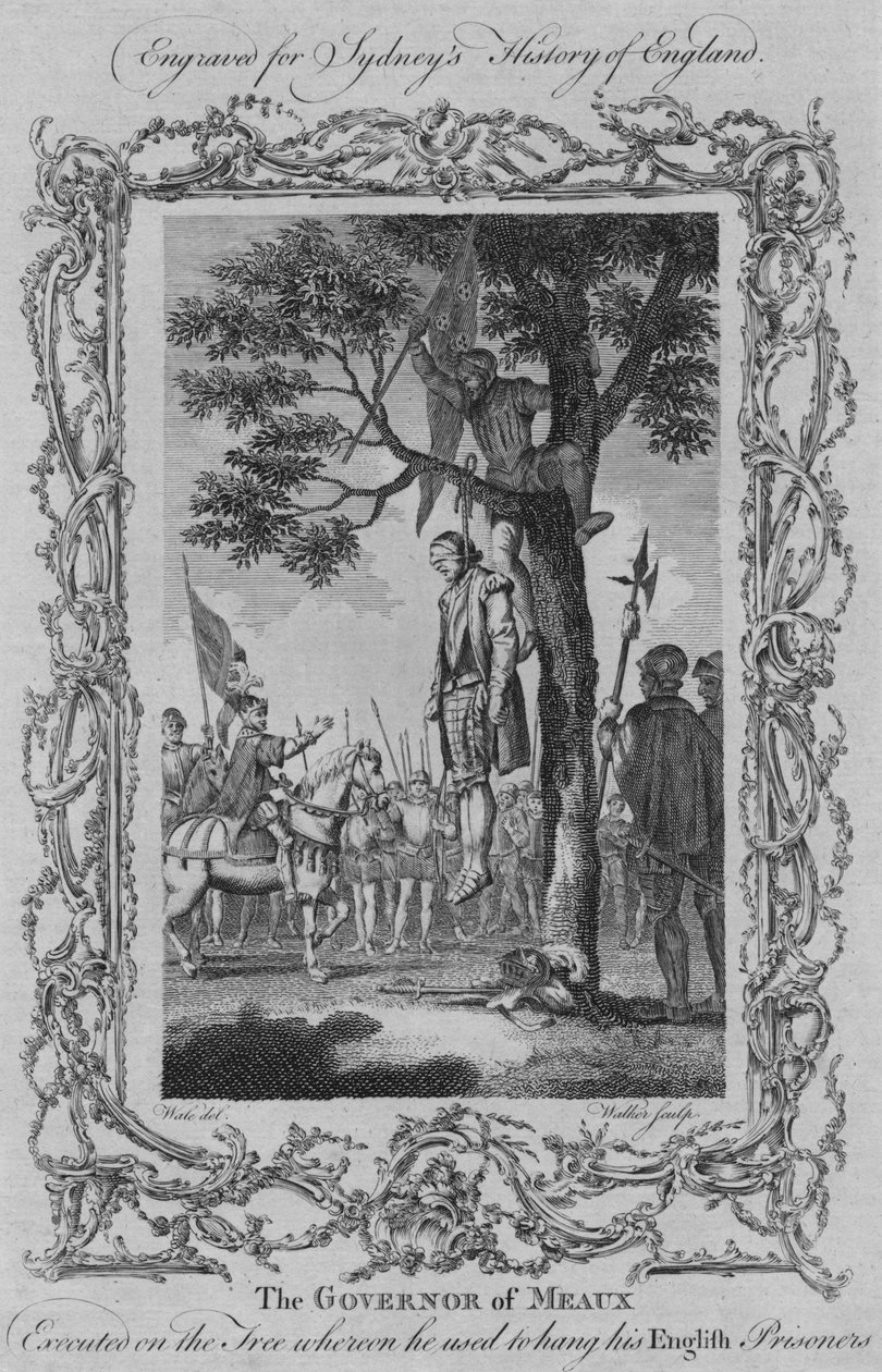 Guvernøren i Meaux henrettet på treet hvor han pleide å henge sine engelske fanger, 1773. av William Walker
