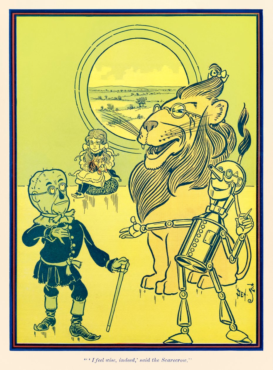 Jeg føler meg klok, faktisk sa fugleskremselet. fra The Wonderful Wizard of Oz av L. Frank Baum av William Wallace Denslow