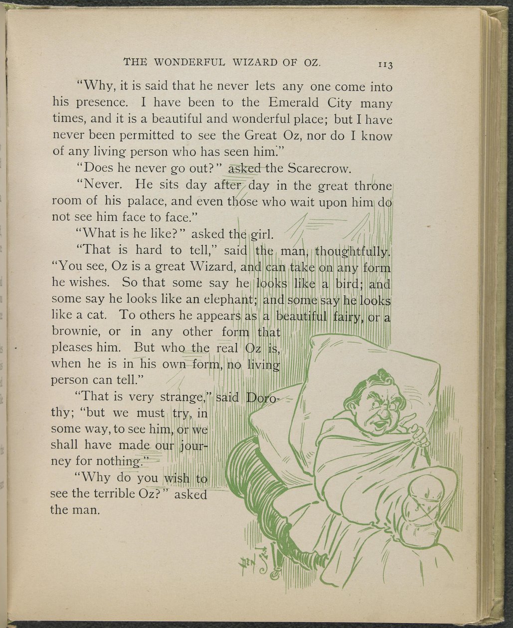 Illustrasjon fra «Den fantastiske trollmannen fra Oz» av Lyman Frank Baum av William Wallace Denslow