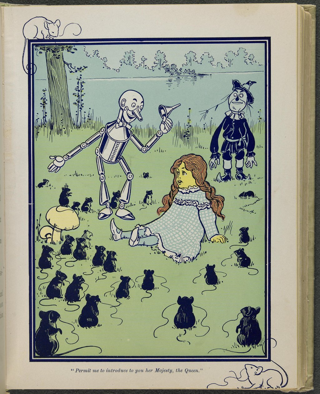 «Tillat meg å introdusere deg for Hennes Majestet, Dronningen», illustrasjon fra «Den fantastiske trollmannen fra Oz» av Lyman Frank Baum av William Wallace Denslow