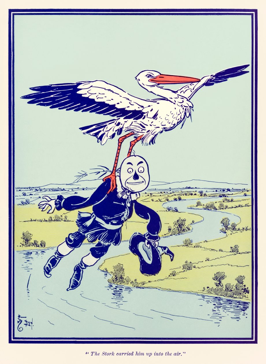?Storken bar ham opp i luften.? fra ?The Wonderful Wizard of Oz? av L. Frank Baum av William Wallace Denslow