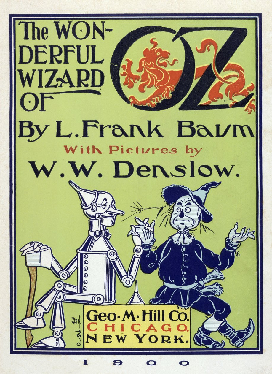 Tittelside fra The Wonderful Wizard of Oz av Lyman Frank Baum (1856 - 1919) pub. 1900 (fargelitografi) av William Wallace Denslow