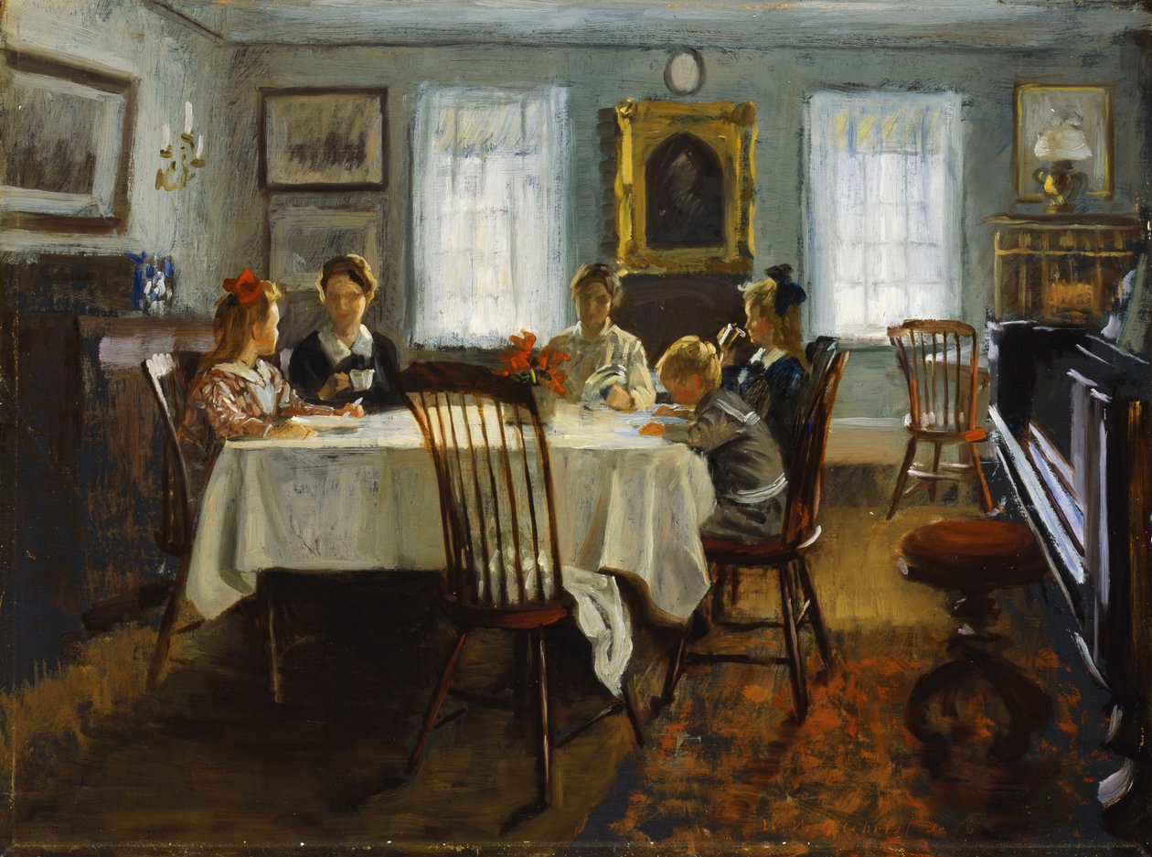 Familien Gilchrist til frokost, 1916 av William Wallace Gilchrist