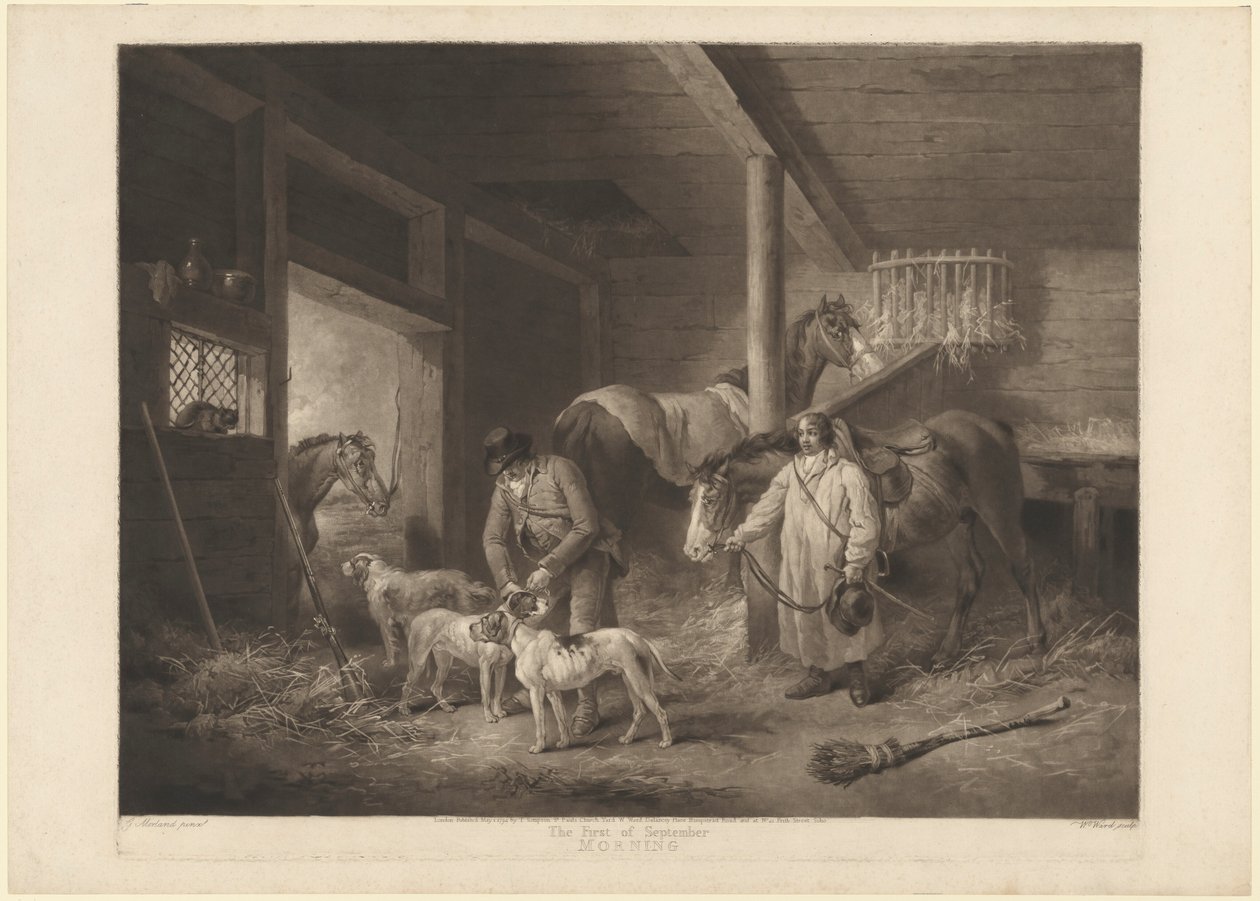 Den første september, morgen av William Ward after George Morland