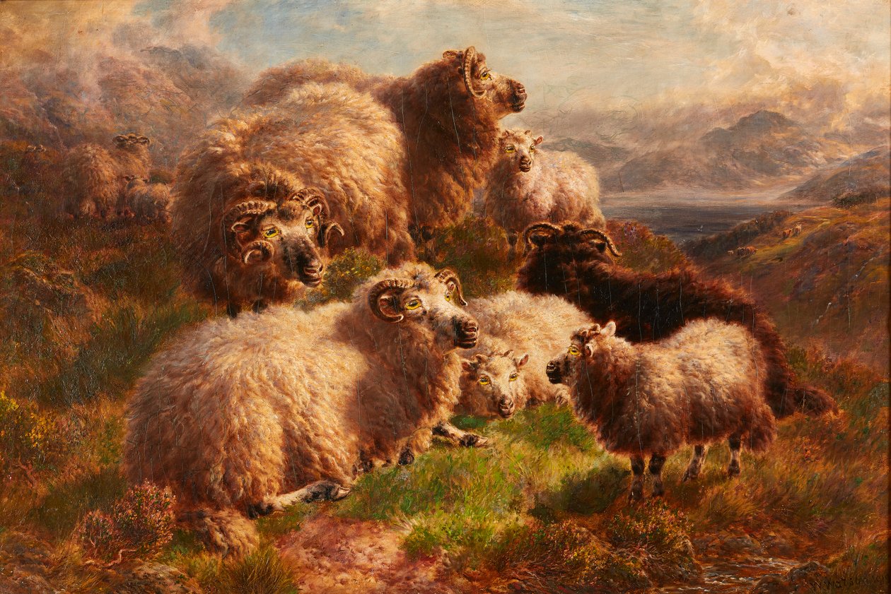 Evening on the Hills, Loch Tay, Perthshire (olje på lerret) av William Watson