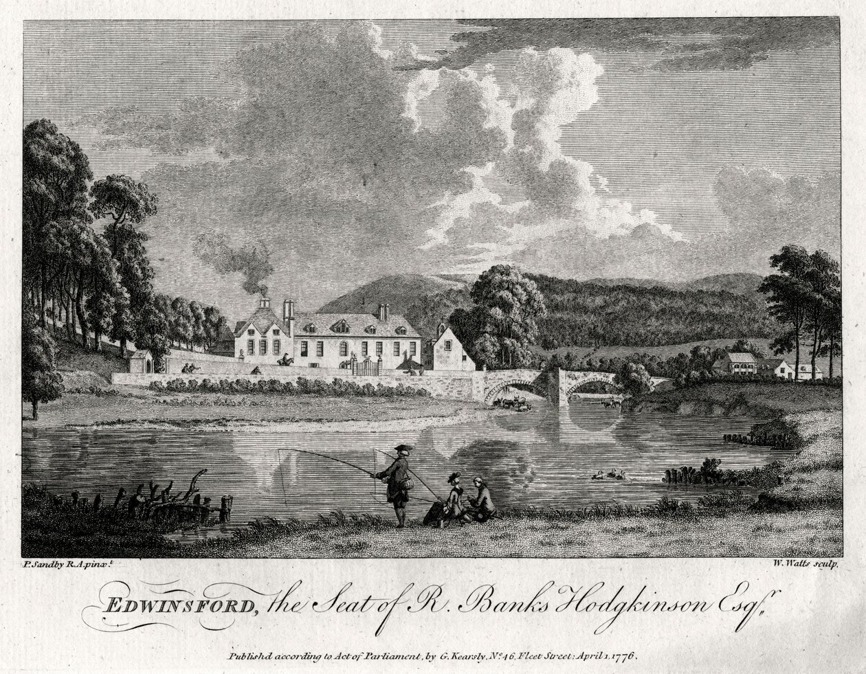 Edwinsford, sete for R Banks Hodgkinson Esq, Carmarthenshire, 1776 av William Watts
