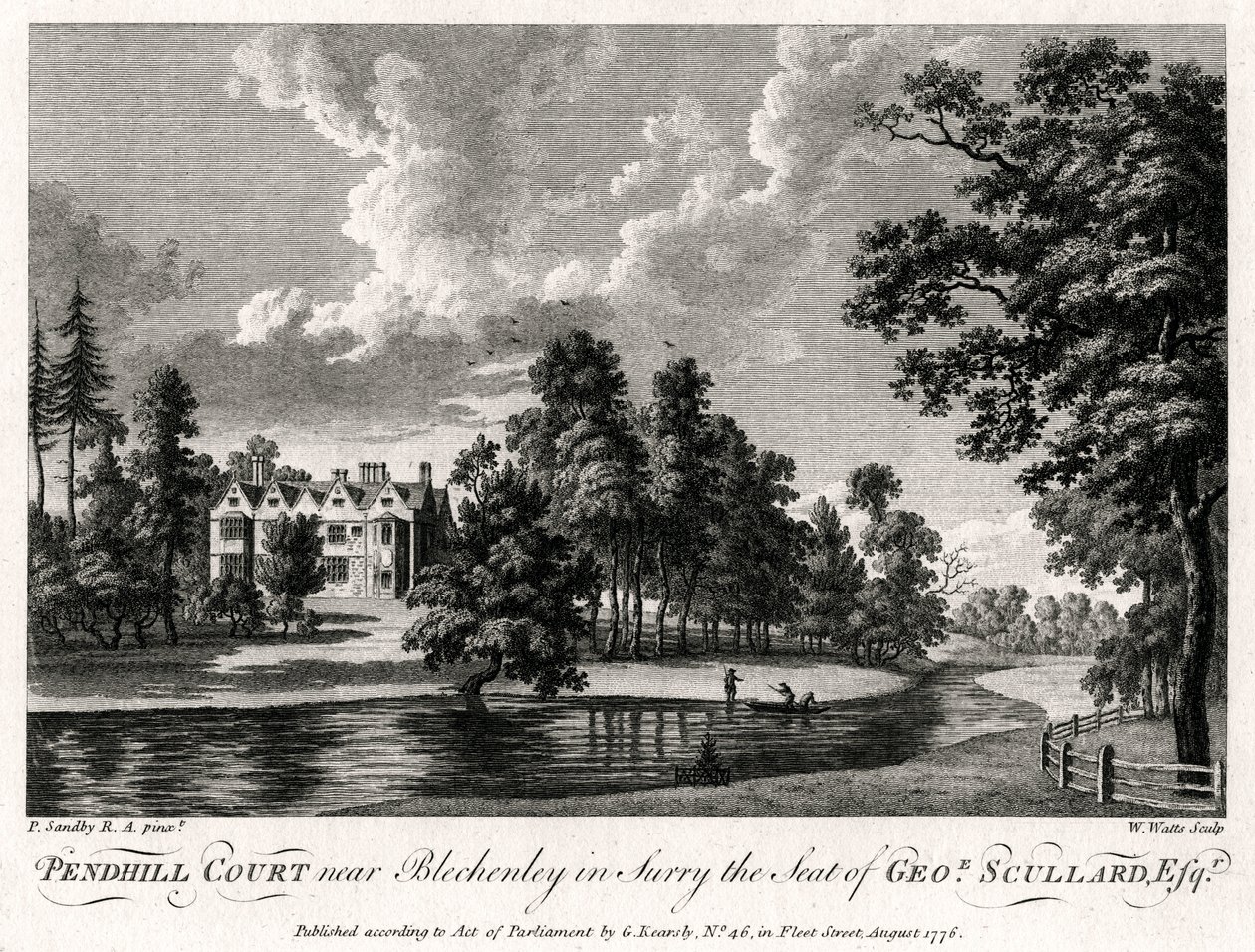 Pendhill Court nær Bletchenley i Surry setet til George Scullard Esquire, 1776 av William Watts