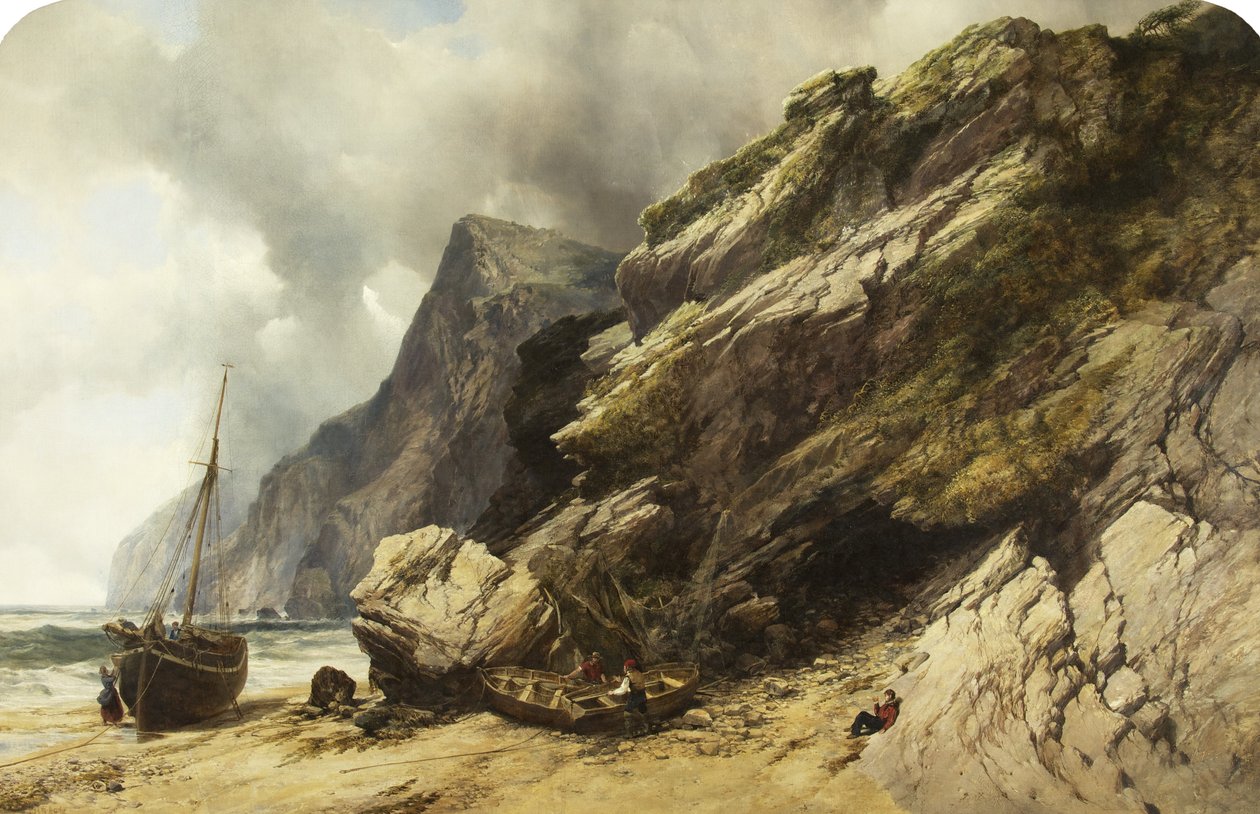 Cheyne Beach, Ilfracombe, ca. 1845 (olje på lerret) av William West