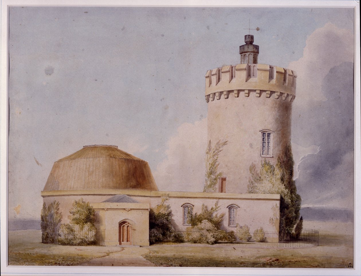 Observatoriet og foreslåtte tillegg, ca. 1830 (akvarell på kort) av William West