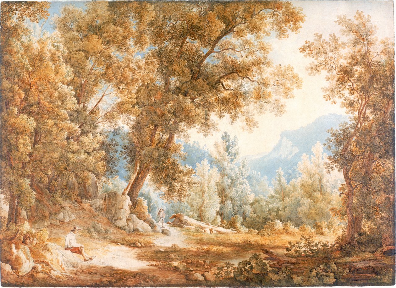 Landskap med figurer, ca 1807-1820 (Akvarell) av William Westall