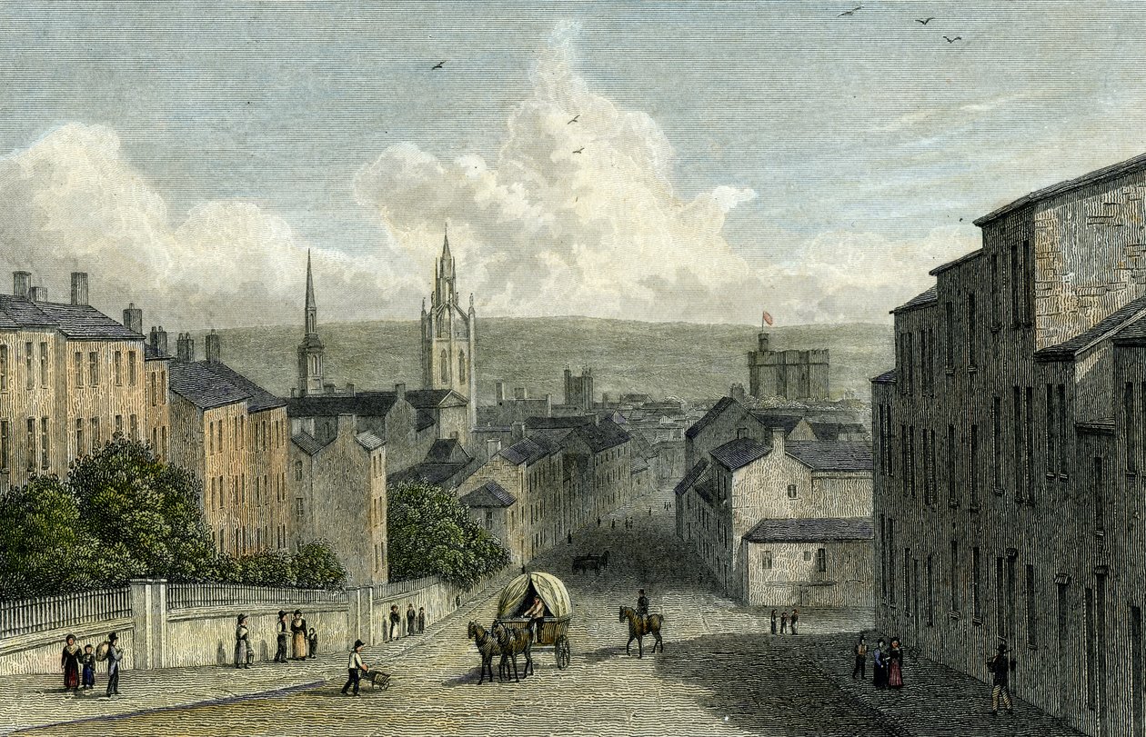 Newcastle fra Westgate Hill, gravert av Edward Finden, 1830 av William Westall