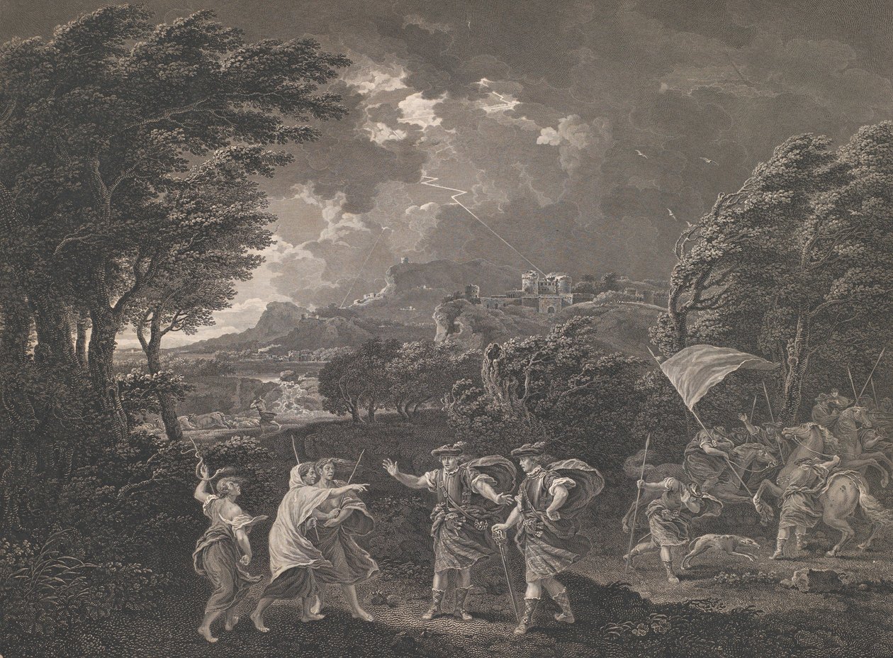 Macbeth and the Witches Shakespeare, Macbeth, Act 1, Scene 1, 1770. av William Woollett