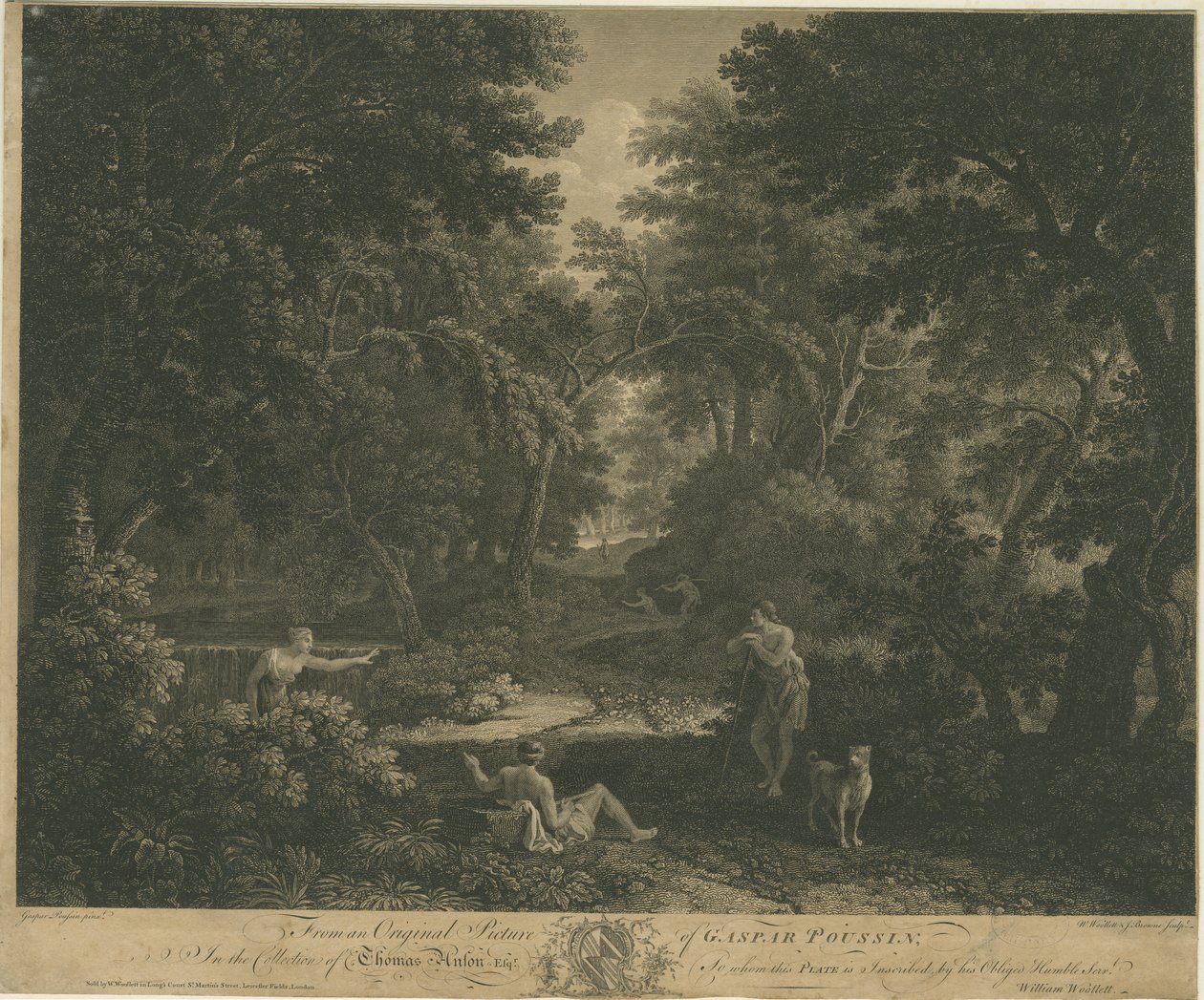 Shugborough - Woodland scene: gravering, og [midten av slutten av 1600-tallet] av William Woollett