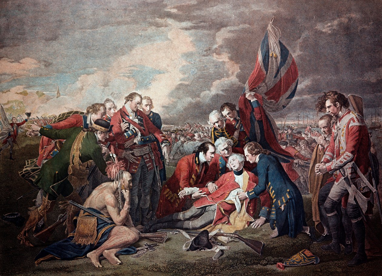 General James Wolfes (1727-1759) død i slaget ved Quebec City i syvårskrigen 13. september av William Woollett