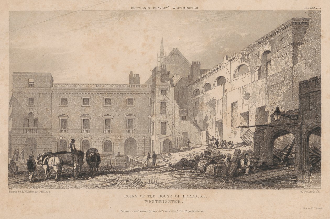 Ruinene av House of Lords, Westminster av William Woolnoth