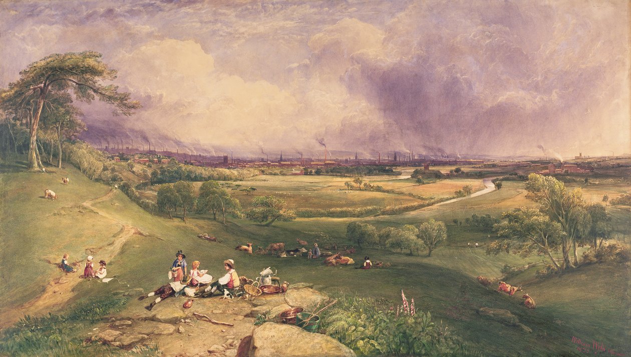 Manchester from the Cliff, Higher Broughton (akvarell på papir) av William Wyld