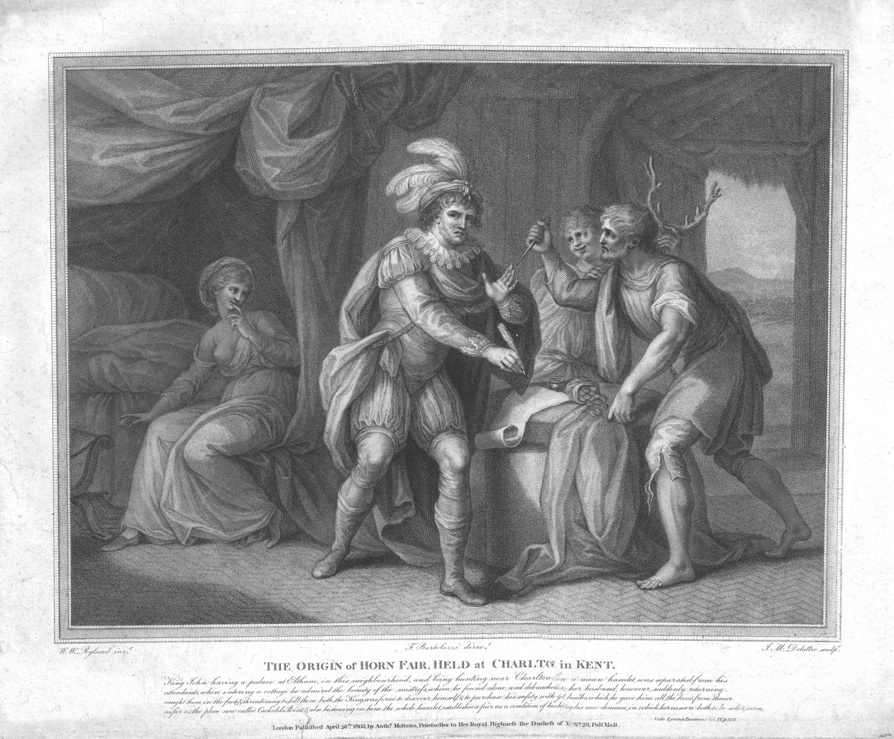 The Origin of Horn Fair, holdt i Charlton i Kent, c1803 av William Wynne Ryland